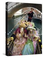 Couple at the Annual Carnival Festival Enjoy Gondola Ride, Venice, Italy-Jim Zuckerman-Stretched Canvas