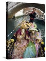 Couple at the Annual Carnival Festival Enjoy Gondola Ride, Venice, Italy-Jim Zuckerman-Stretched Canvas