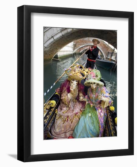 Couple at the Annual Carnival Festival Enjoy Gondola Ride, Venice, Italy-Jim Zuckerman-Framed Photographic Print