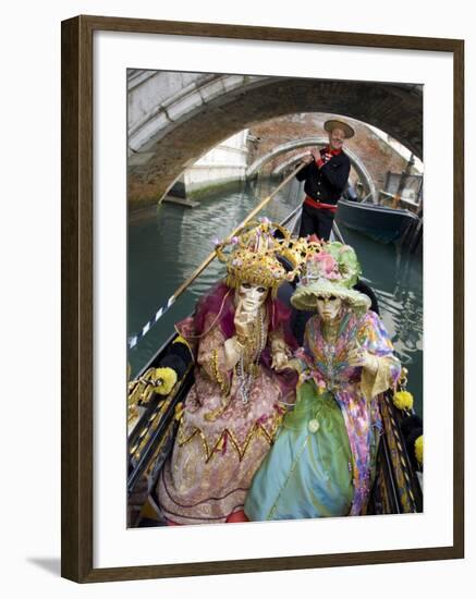 Couple at the Annual Carnival Festival Enjoy Gondola Ride, Venice, Italy-Jim Zuckerman-Framed Photographic Print