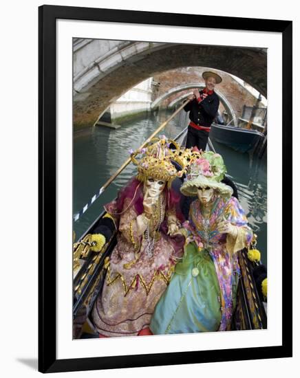 Couple at the Annual Carnival Festival Enjoy Gondola Ride, Venice, Italy-Jim Zuckerman-Framed Photographic Print