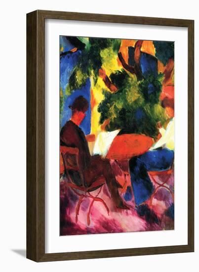 Couple At The Garden Table-Auguste Macke-Framed Art Print