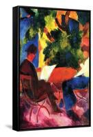 Couple At The Garden Table-Auguste Macke-Framed Stretched Canvas