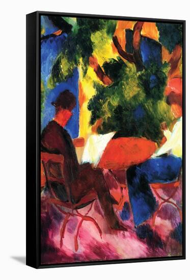 Couple At The Garden Table-Auguste Macke-Framed Stretched Canvas