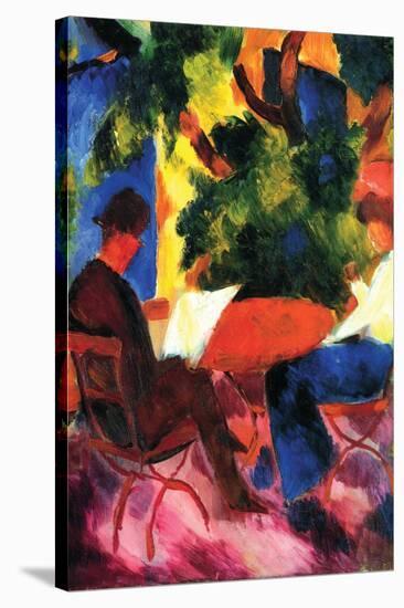 Couple At The Garden Table-Auguste Macke-Stretched Canvas