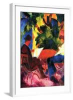 Couple At The Garden Table-Auguste Macke-Framed Art Print