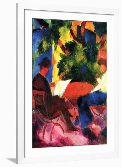 Couple At The Garden Table-Auguste Macke-Framed Art Print