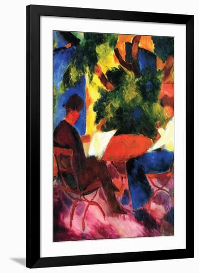 Couple At The Garden Table-Auguste Macke-Framed Art Print