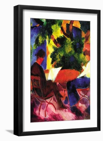 Couple At The Garden Table-Auguste Macke-Framed Art Print