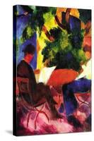 Couple At The Garden Table-Auguste Macke-Stretched Canvas