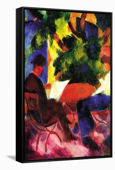 Couple At The Garden Table-Auguste Macke-Framed Stretched Canvas