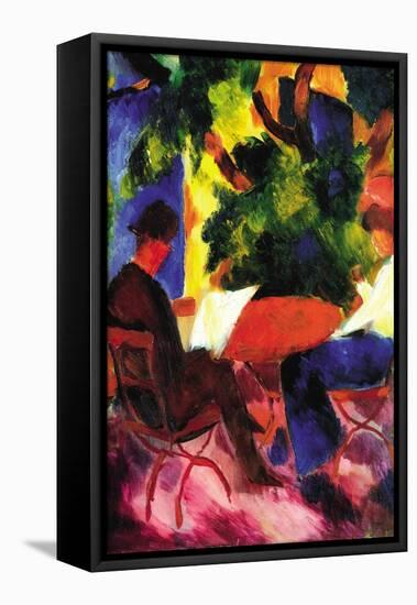Couple At The Garden Table-Auguste Macke-Framed Stretched Canvas