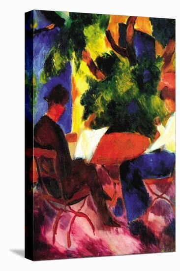 Couple At The Garden Table-Auguste Macke-Stretched Canvas