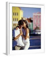Couple at the Willemstad Waterfront, Curacao, Caribbean-Greg Johnston-Framed Photographic Print
