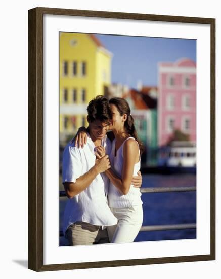 Couple at the Willemstad Waterfront, Curacao, Caribbean-Greg Johnston-Framed Photographic Print