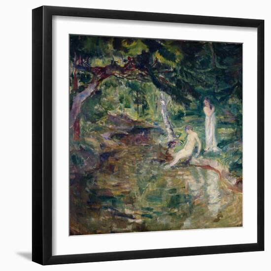 Couple bathing in the forest-Bernhard Dorotheus Folkestad-Framed Giclee Print