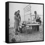 Couple Buying Seafood at Blackpool Beach-Ian Smith-Framed Stretched Canvas