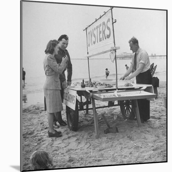 Couple Buying Seafood at Blackpool Beach-Ian Smith-Mounted Photographic Print