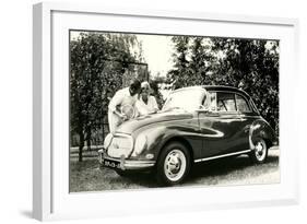 Couple by Small Car-null-Framed Art Print