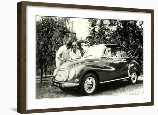 Couple by Small Car-null-Framed Art Print