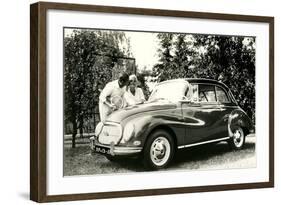 Couple by Small Car-null-Framed Art Print