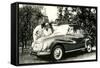 Couple by Small Car-null-Framed Stretched Canvas