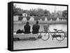 Couple by the Kyobashigawa River, Hiroshima, Japan-Walter Bibikow-Framed Stretched Canvas