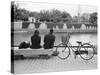 Couple by the Kyobashigawa River, Hiroshima, Japan-Walter Bibikow-Stretched Canvas