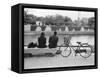 Couple by the Kyobashigawa River, Hiroshima, Japan-Walter Bibikow-Framed Stretched Canvas