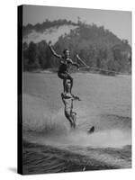 Couple Competing in the National Water Skiing Championship Tournament-null-Stretched Canvas