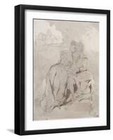 Couple d'amoureux assis,dans un paysage devant un gisant; Ravenswood et Lucy à la fontaine des-Eugene Delacroix-Framed Giclee Print