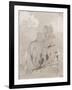 Couple d'amoureux assis,dans un paysage devant un gisant; Ravenswood et Lucy à la fontaine des-Eugene Delacroix-Framed Giclee Print