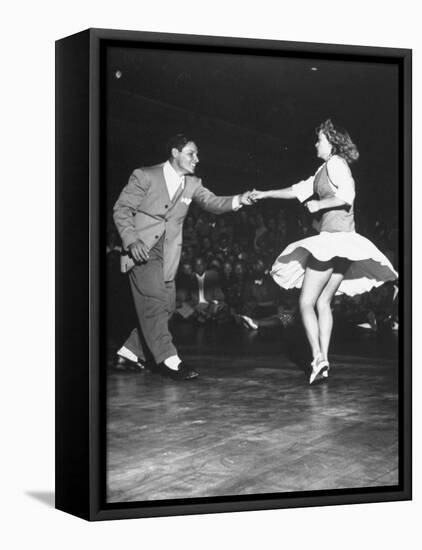 Couple Dancing in a Jitterbug Contest-null-Framed Stretched Canvas