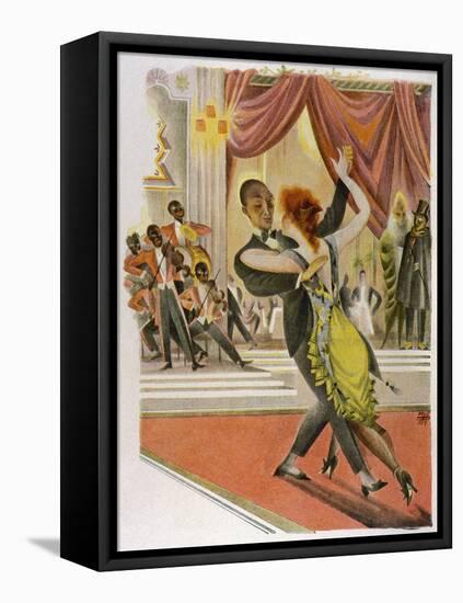 Couple Dancing Jazz 1920-null-Framed Stretched Canvas