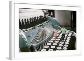 Couple Dancing on the Key of a Giant Typewriter, Keys are Leg of Dancers, Musical-null-Framed Photo