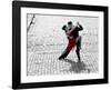 Couple dancing Tango on cobblestone road-null-Framed Art Print