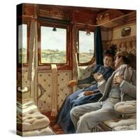 Couple dans un compartiment de train-Ricardo Lopez-Cabrera-Stretched Canvas