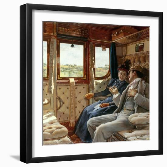 Couple dans un compartiment de train-Ricardo Lopez-Cabrera-Framed Giclee Print