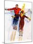 "Couple Downhill Skiing,"January 1, 1937-R.J. Cavaliere-Mounted Giclee Print