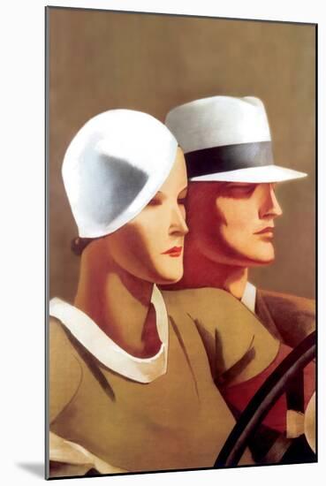 Couple Driving-Marcello Dudovich-Mounted Premium Giclee Print