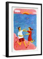 Couple Embracing on Beach, 2003-Julie Nicholls-Framed Giclee Print