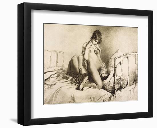 Couple Engaged in Foreplay, Plate 6 from Liebe-Mihaly von Zichy-Framed Giclee Print