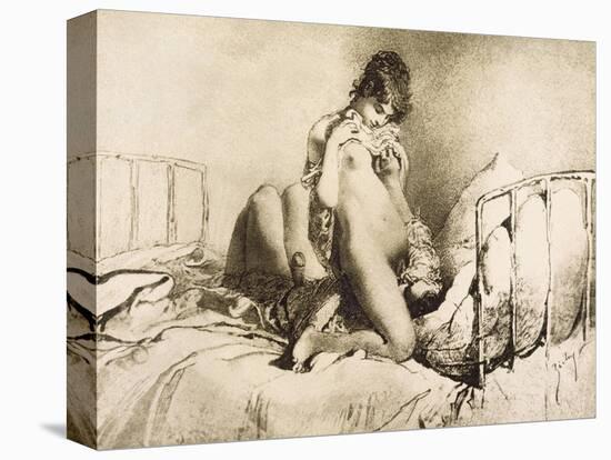 Couple Engaged in Foreplay, Plate 6 from Liebe-Mihaly von Zichy-Stretched Canvas