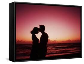Couple Enjoying a Romantic Sunset on the Beach-Bill Bachmann-Framed Stretched Canvas