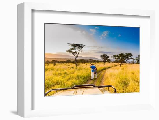 Couple enjoying view at a safari camp, Zululand, South Africa-Laura Grier-Framed Photographic Print