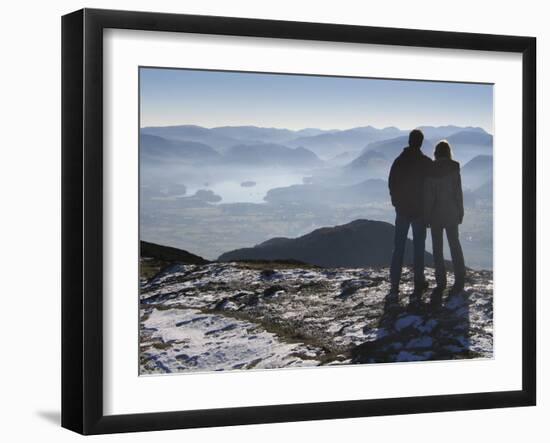 Couple Gazing at Mountain Landscape-Anthony West-Framed Photographic Print