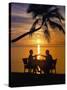 Couple Having Dinner at the Beach, Toasting Glasses, Maldives, Indian Ocean, Asia-Sakis Papadopoulos-Stretched Canvas