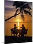 Couple Having Dinner at the Beach, Toasting Glasses, Maldives, Indian Ocean, Asia-Sakis Papadopoulos-Mounted Photographic Print