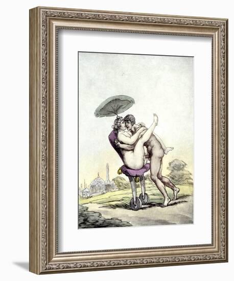 Couple Having Sex on a Wheeled Stool, 1808-17-Thomas Rowlandson-Framed Giclee Print