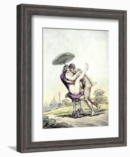 Couple Having Sex on a Wheeled Stool, 1808-17-Thomas Rowlandson-Framed Giclee Print